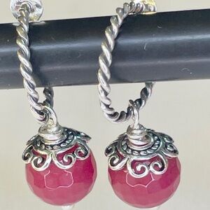 Pandora Compose Earrings with Genuine Ruby Charm